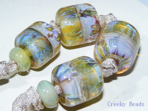 Handmade Lampwork beads  'Forest Mist'  Creeky Beads SRA