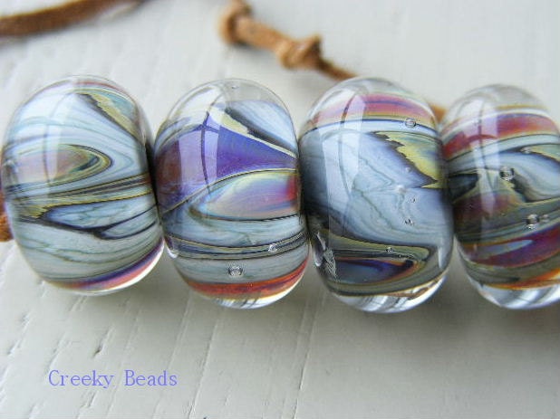 Handmade Lampwork beads "Candy Cane" Creeky Beads SRA