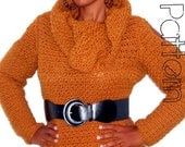 Crochet Sweater Pattern-Cowl Neck Tunic-Plus Size Clothing-PDF Pattern