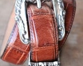 Vintage 90's Brighton belt in brown croc embossed leather