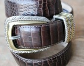 Vintage 90's Brighton belt in a brown croc embossed leather