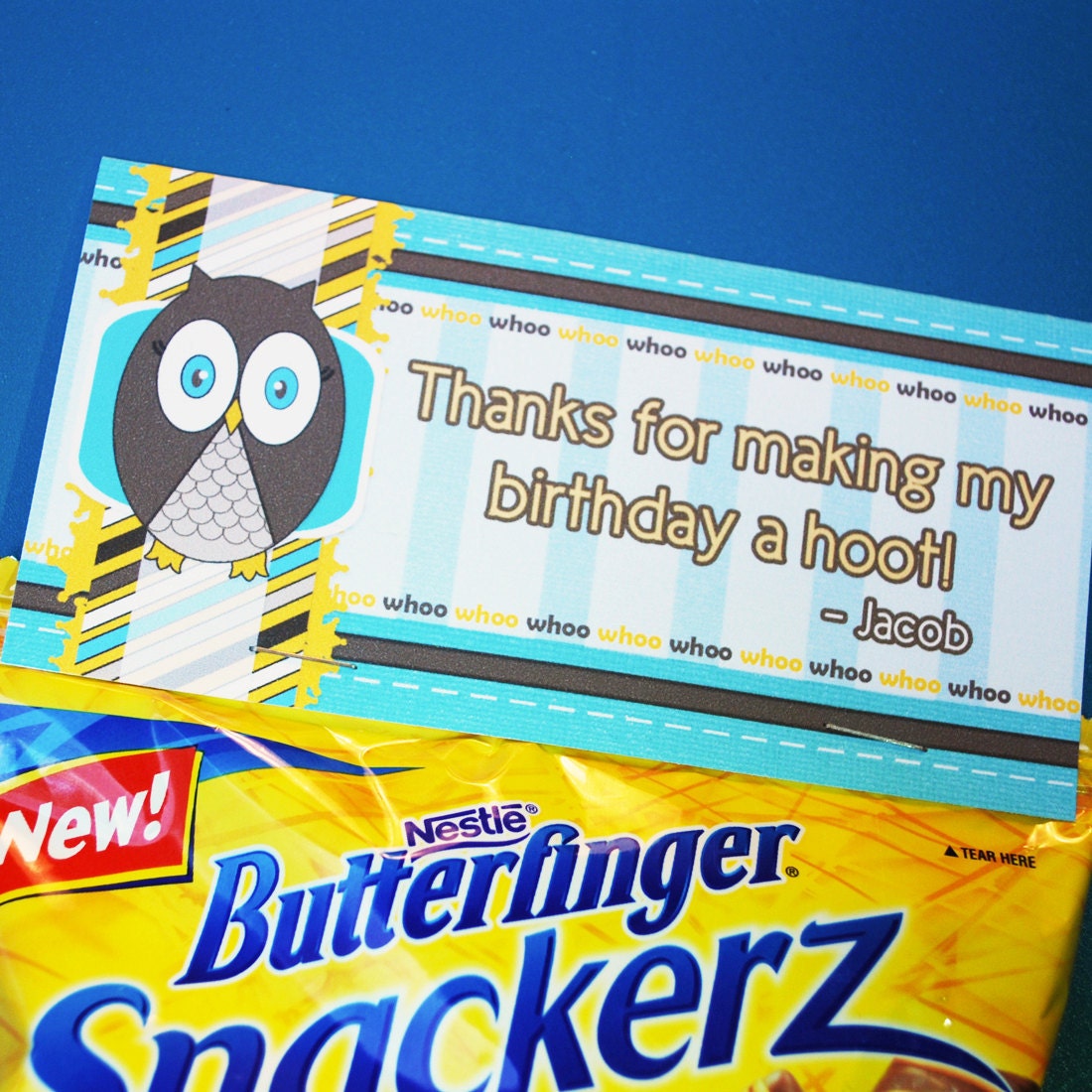 Look Whoos Turning One Birthday Treat Topper, Personalized Owl Goody Bag, Birthday Boy Party Thank You, DIY