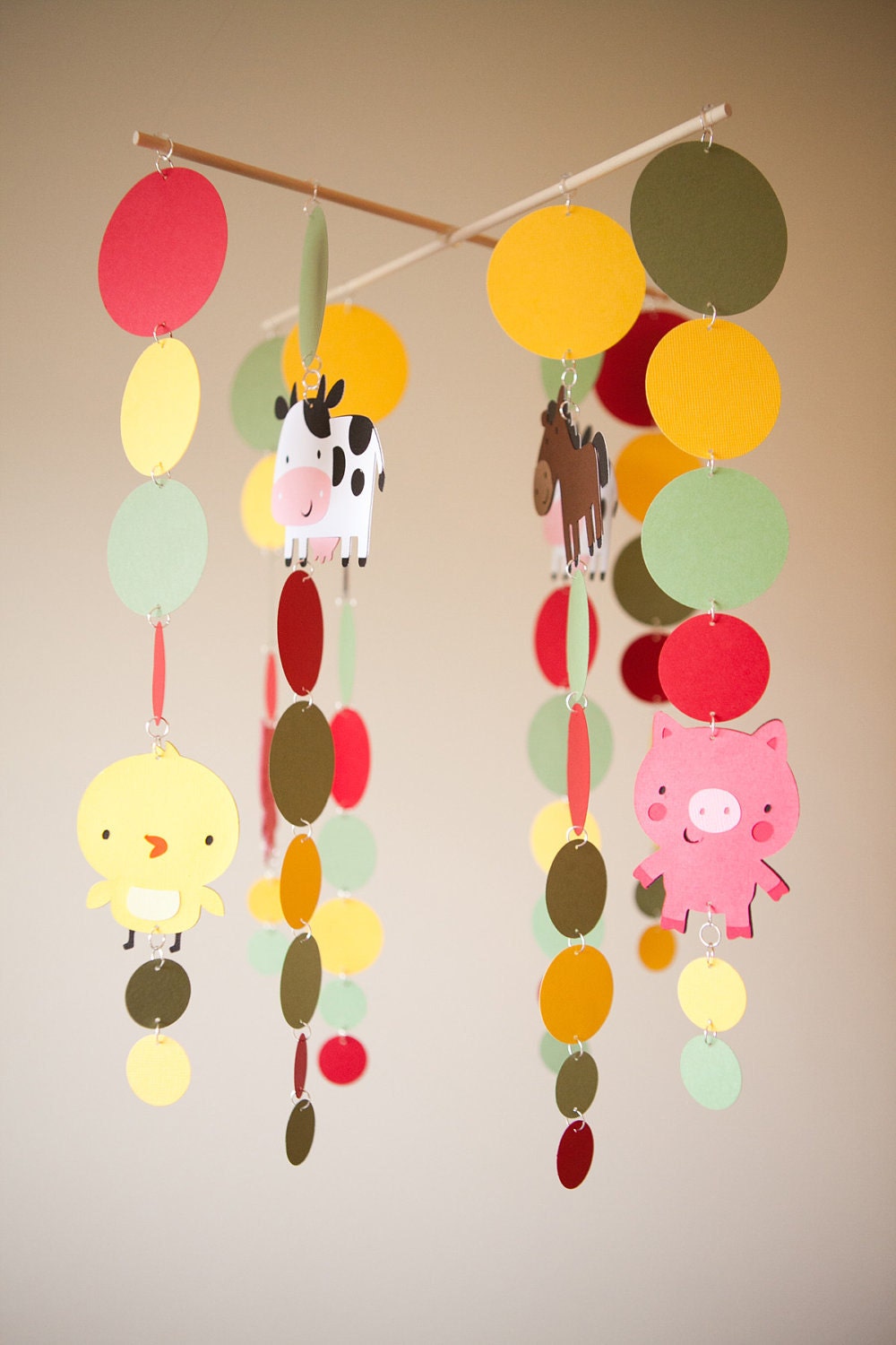 Farm Animals Mobile - Pig, Chick, Cow, Horse