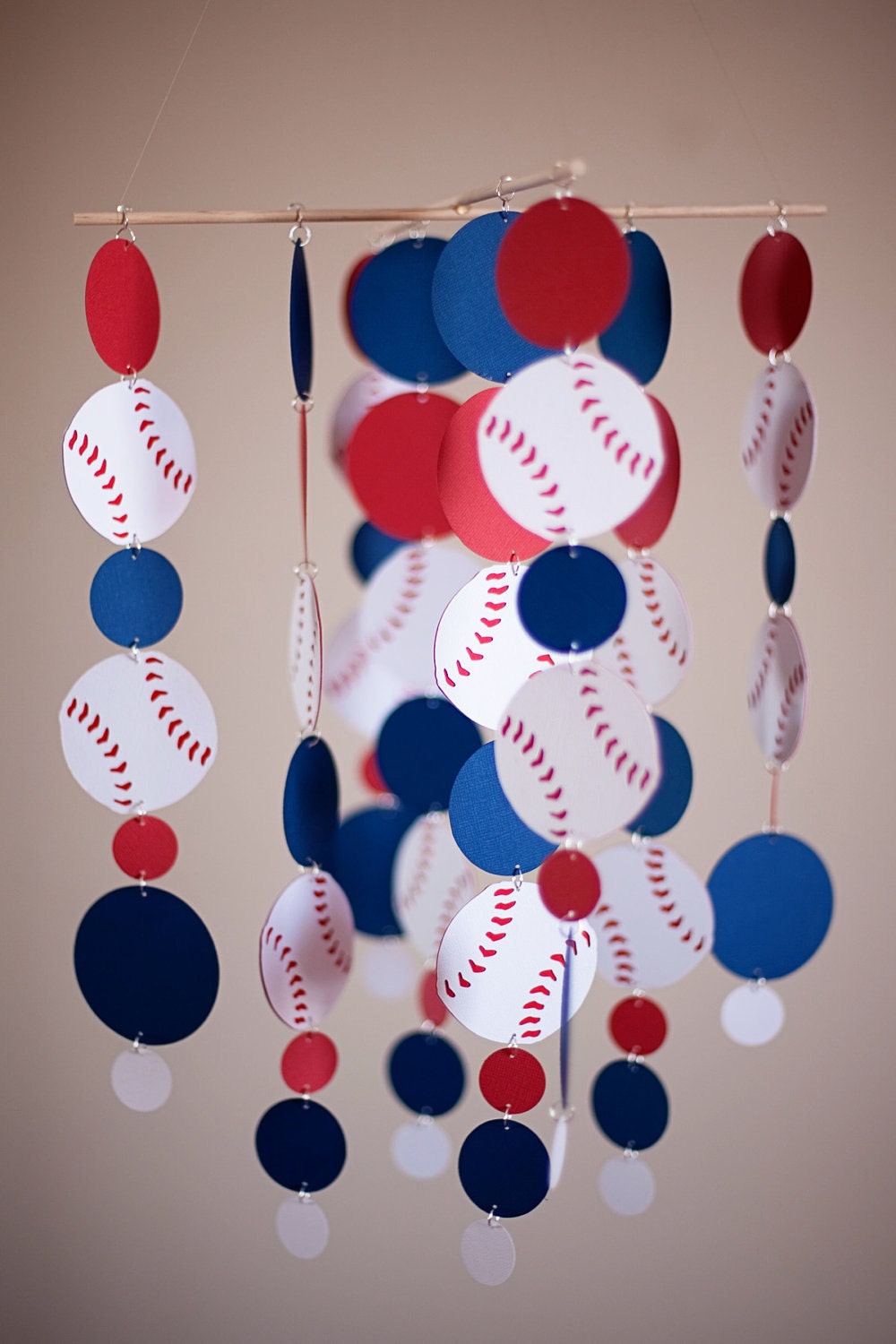 Red, White & Blue Baseball Mobile---America's favorite pastime