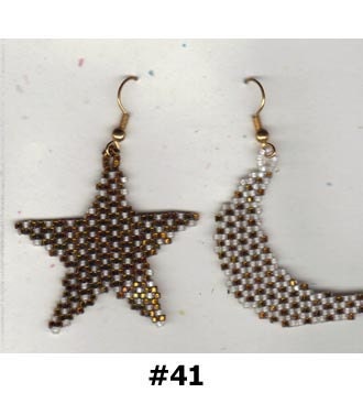 Moon and Star Beaded Earrings Celestial Night Sky Lunar Heavenly Bodies Pierced Ears Womens Glass Seed Beads Brick Stitched Multiple Colors