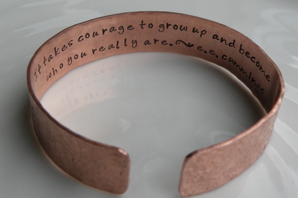 Secret Message Poetry Copper Cuff Bracelet