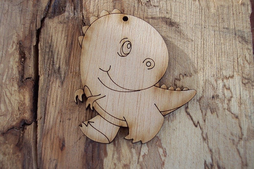 2 pieces Wood Dinosaur design - Plywood 4 mm Unfinished - Ready to paint