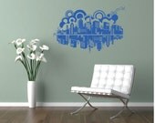 Utopia Cityscape -- Vinyl Wall Decal-- 26 x 18