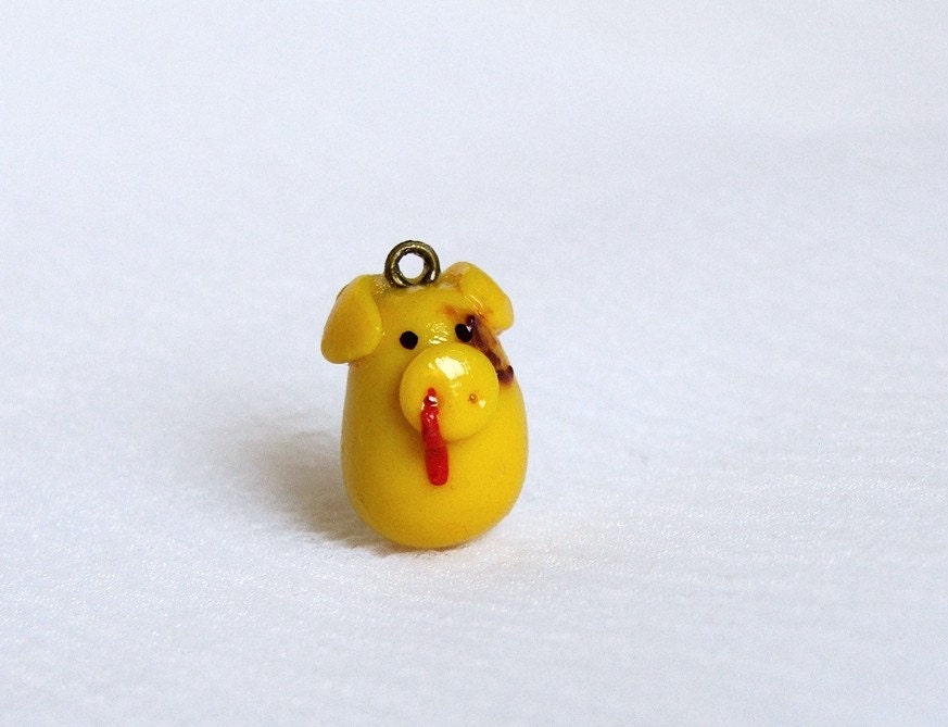 crush test pig fimo cell phone charm