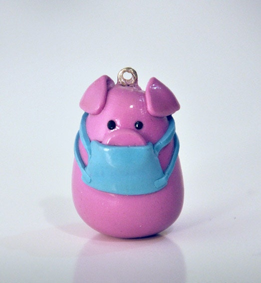 polymer clay ill piggy key chain