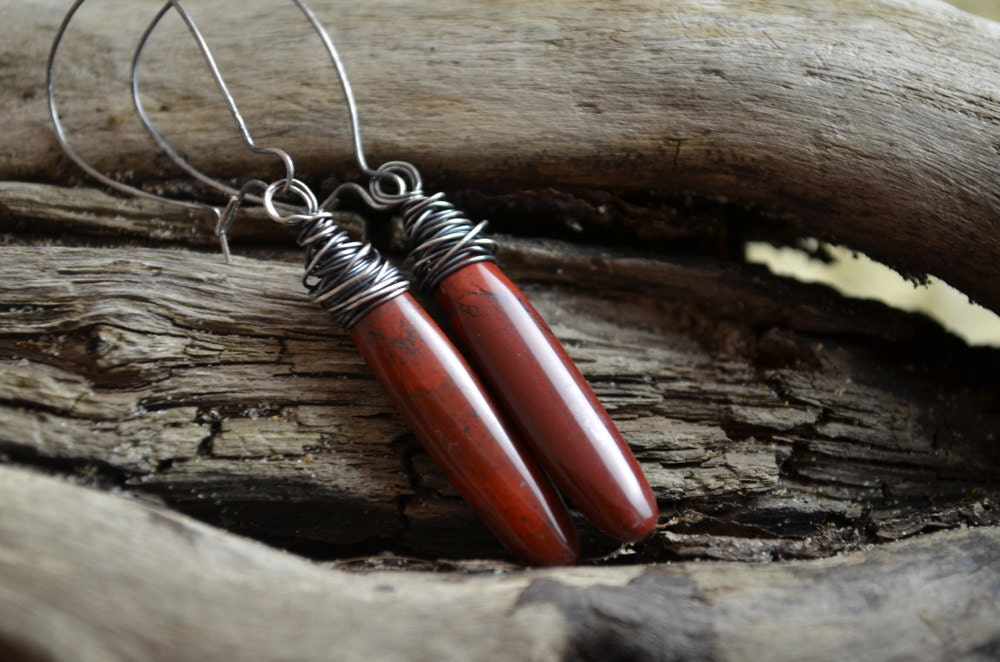 Abilene Earrings - African Jasper and Silver Fill