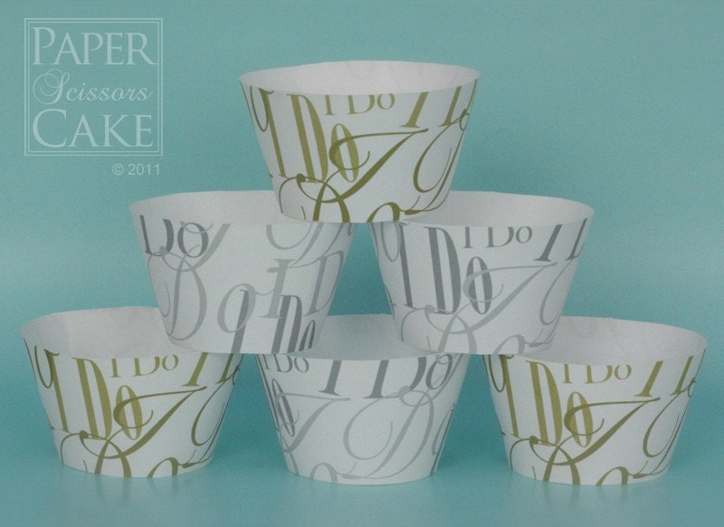 Cupcake Wrapper, I Do, Printable Set For Your Wedding, Bridal Shower Or Any Day - Simply Print, Cut, Assemble, Enjoy