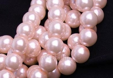 25 Pieces of Round Pink Pearl Glass Beads 8mm