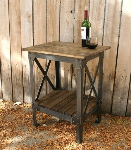 Handmade scrap metal and wood table