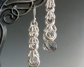 Shaggy Loops Chainmaille Earrings with Tourmalated Quartz