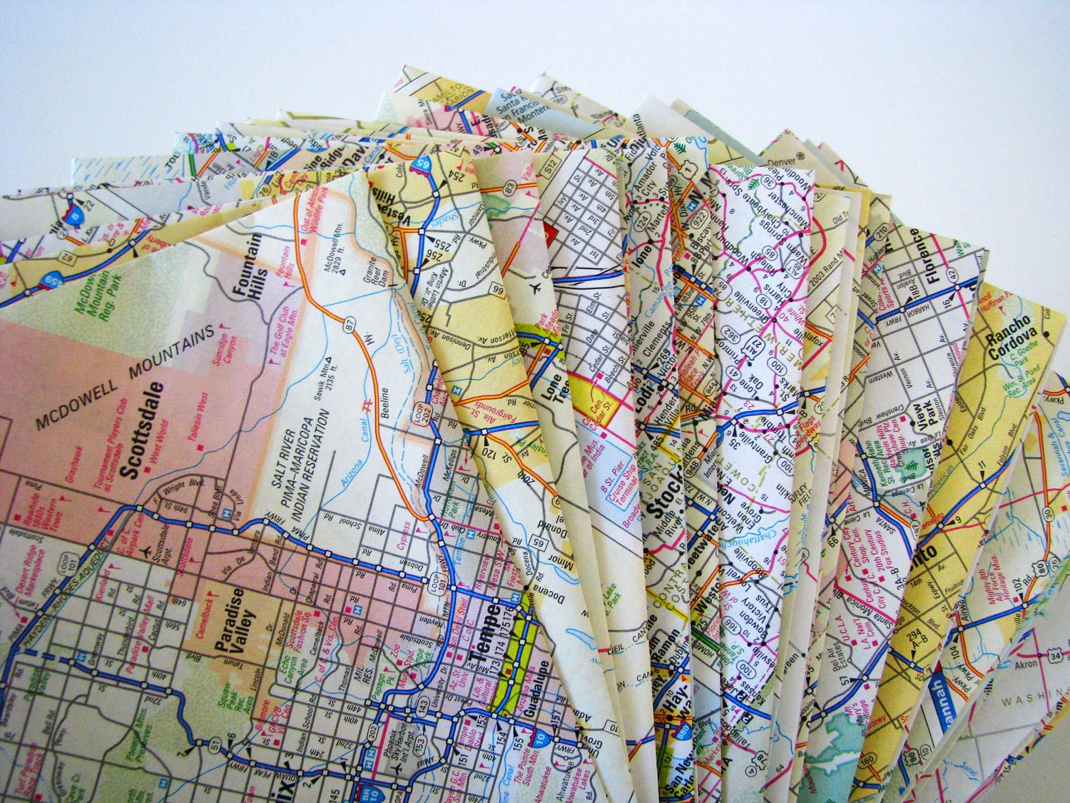 Upcycled Atlas Stationery Recycled US Map Envelopes Set of 10