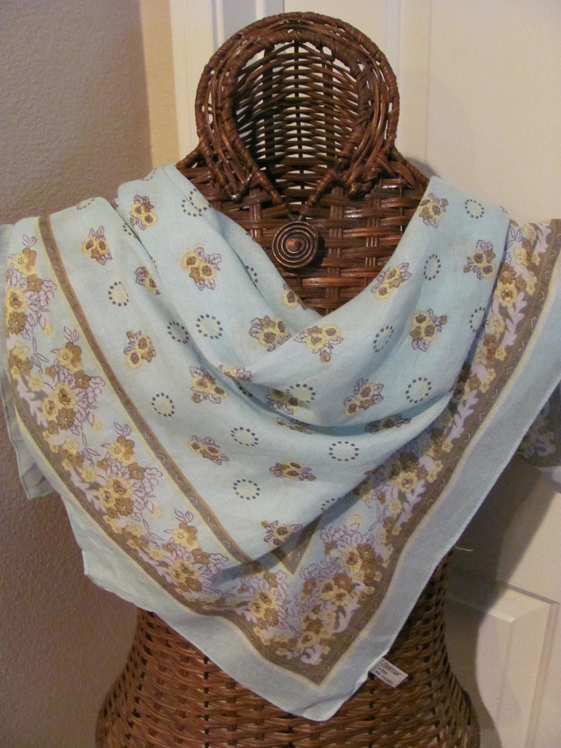 Lovely Light Green Floral Rayon BETMAR Scarf - 30 x 30 Square
