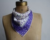 SALE Vintage Periwinkle and Aqua Leaves Square Scarf