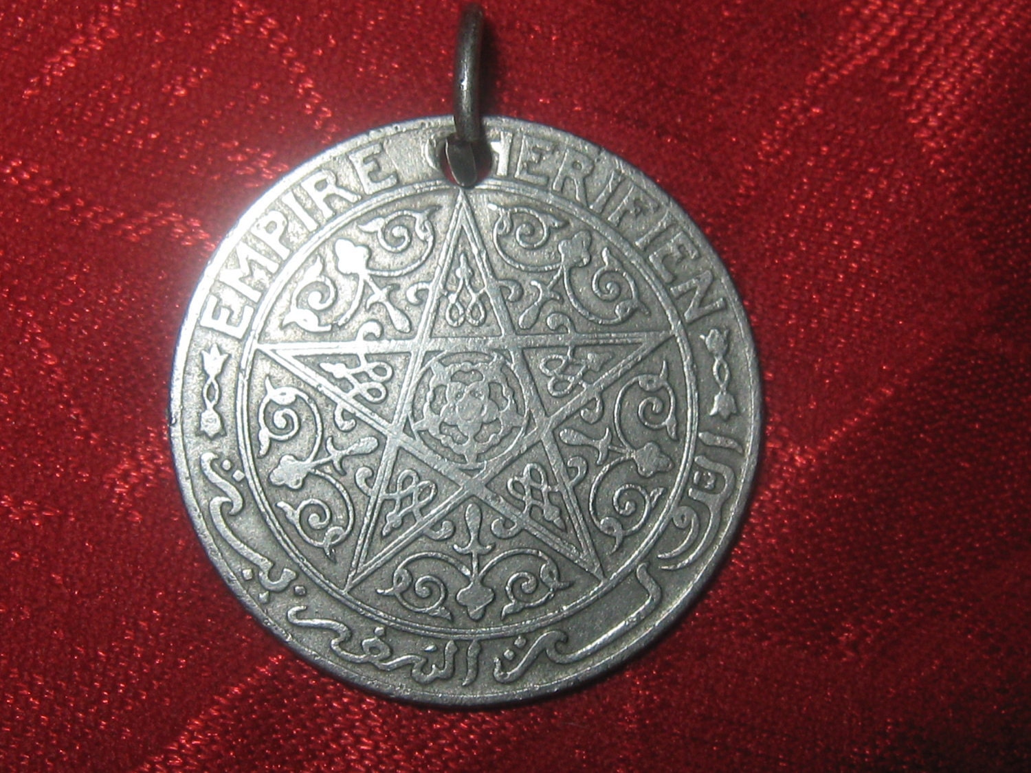 Rare Vintage Morocco Pentagram Star Coin Pendant