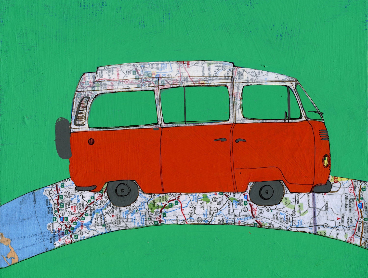 Retro Van map print