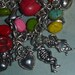 Day of the Dead Dia de los Muertos charm bracelet with red skull beads