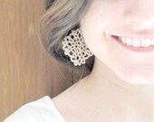 Crochet Earrings - Chain Mesh Square - Lacy Off White