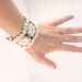 Lace Leather Bracelet - A romantic combination of white lace flowers with brown leather