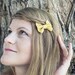 Hair bows - Set of Two Bobby Pins (Yellow Mustard and Navy Stripes)