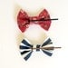 Hair bows - Set of Two Bobby Pins (Vintage Inspired Floral Red & Navy Blue Stripes)