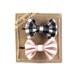 Black White Gingham and Pink Stripes Hair bows Set of Two Bobby Pins