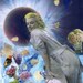 Vintage Look Modern Art: "Marilyn in Solar Eclipse" Flowers in Outer Space and Marilyn Monroe Too