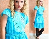 Vintage 80s Tiered Ruffled Dress