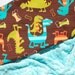 READY TO SHIP 3 Dollars Off - Baby Boy Blanket - Michael Miller Dino Dudes with Jade Green Minky for your Baby Boy