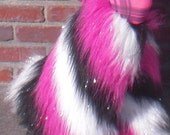 Furry Boot Covers- UV Reactive, Pink White Black  Sparkle Swirl-Kandi Kane Style, Go Go Fluffies,