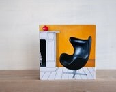 Midcentury Chair Art Block - 'Black Egg Chair'