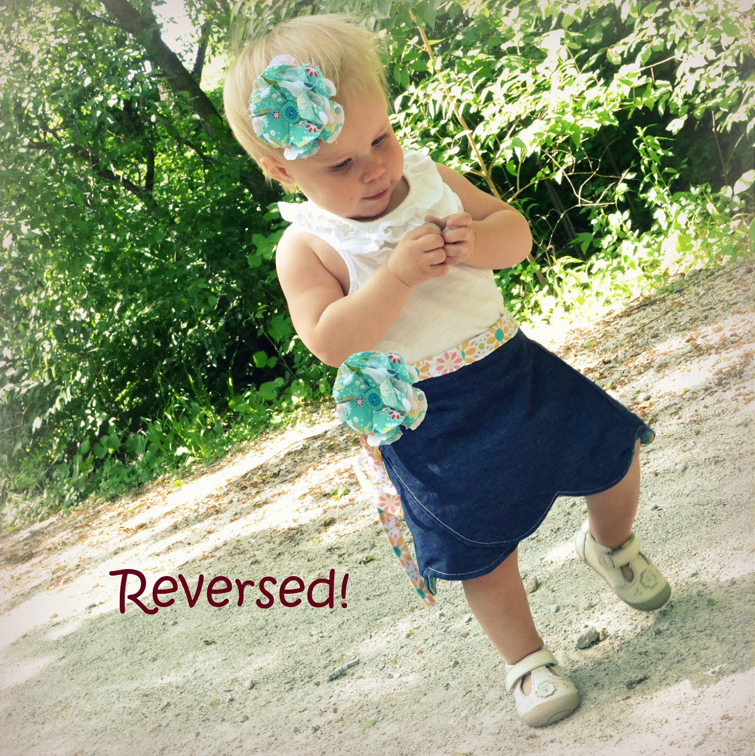The "Ruby" Reversible Wrap Skirt, Girl PDF Sewing Pattern, Fabric Flower Pattern