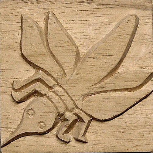 Oshiwa Carved Wood Printing Stamp, African Bee, 4.5''x 4.5'', Item 8-6-8