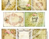 Vintage Victorian Flower Rose Frames Postcard ledge Border French Background Gift Tags Labels Card Digital Collage Sheet Images Sh112