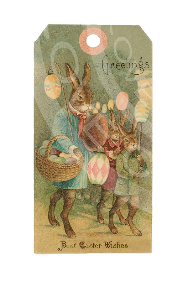 Vintage Shabby Easter Bunnies Chick Children Book ACEO card Labels Tea Party gift Hang Tags Digital Collage Sheet clip art Images Sh040