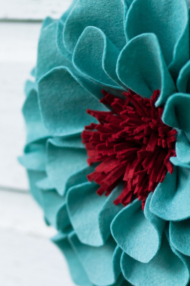 SALE Aqua and Red Wallflowers (set of 3)