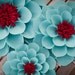 SALE Aqua and Red Wallflowers (set of 3)