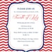 Customizable Red, White & Blue Chevron Zig Zag Stripe 4th of July, Birthday or Party Invitation - Digital File