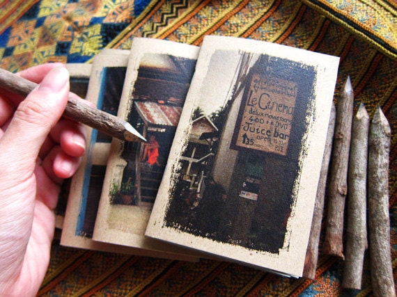 18. Notebook, Mini - Le Cinema, Laos - Travel Pocket Diary - Rustic Signboard
