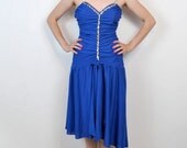 Blue Disco Dress Dancing Club Formal Evening Royal Medium Large