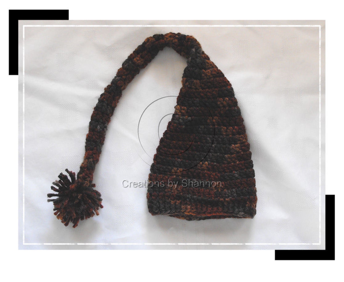 SALE Newborn Long Tail Elf Hat Brown Varigated Photo Prop OFG team team madcap