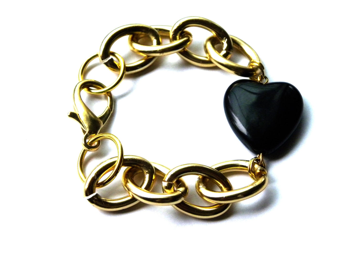 Black Heart & Gold Bracelet