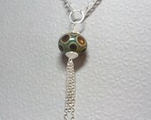 Lampwork Glass Bead Necklace-HANDMADE-OOAK-SRA-Silver