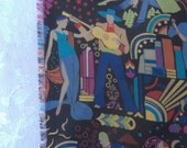 Decadent Deco Dancers, Vintage Fabric, Yardage, Destash