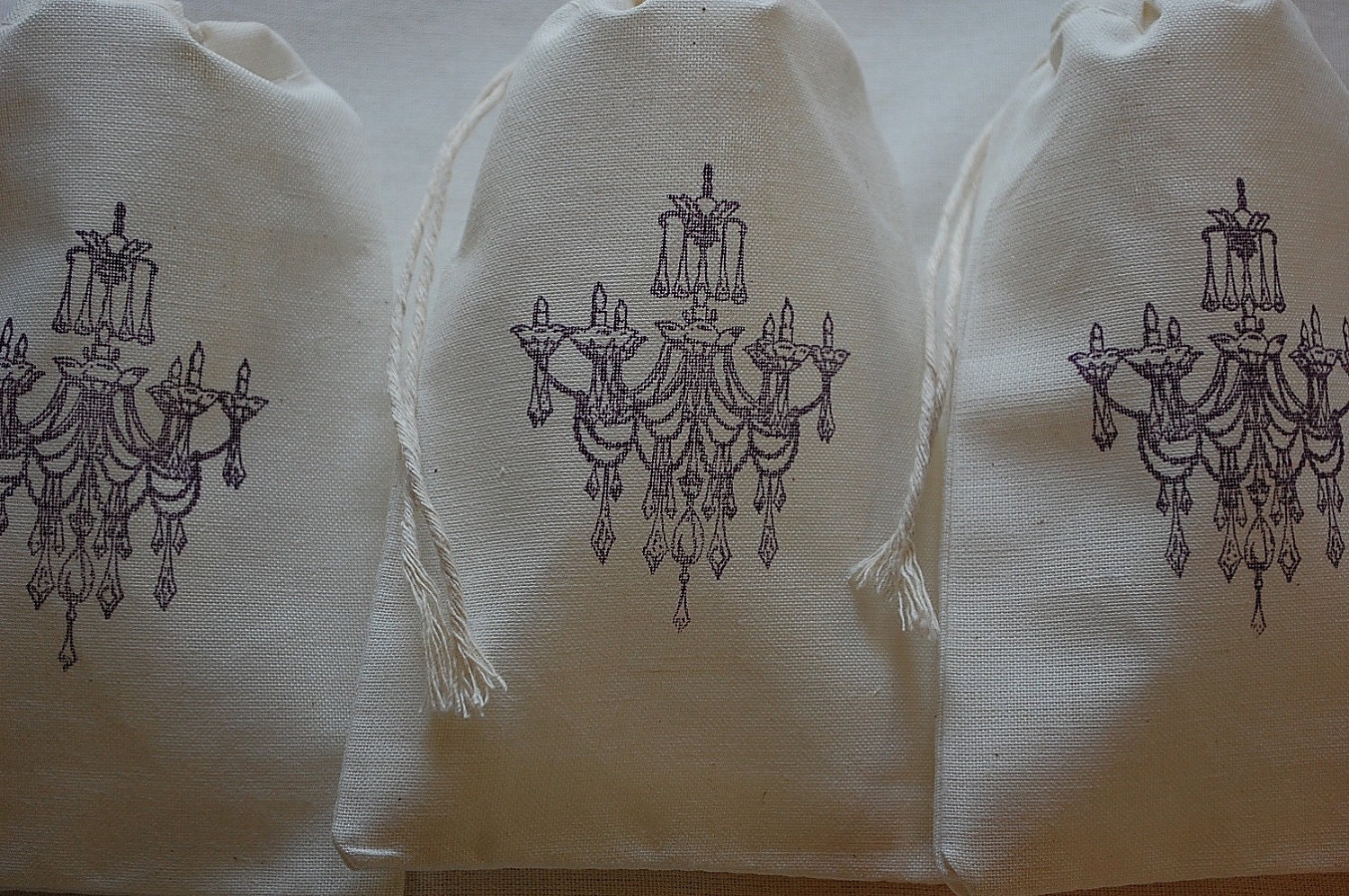 12 Purple French Chandelier Organic Muslin Cotton Favor Gift Bags 4x6 Il_170x135
