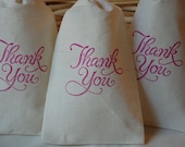 10 Pink Fancy Thank You Organic Muslin Cotton Favor Gift Bags 4x6 Il_170x135